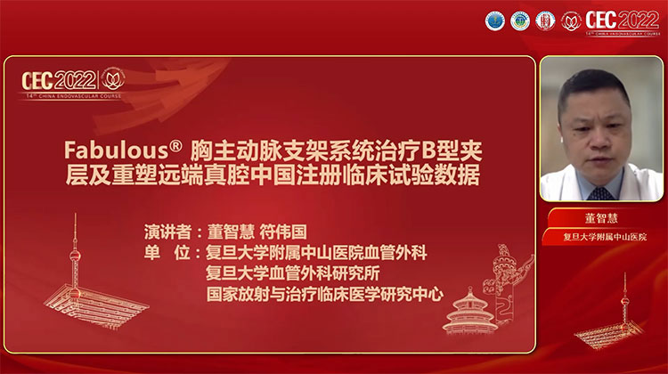 Fabulous&reg; 胸主动脉支架系统治疗B型夹层及重塑远端真腔中国注册临床试验数据-董智慧