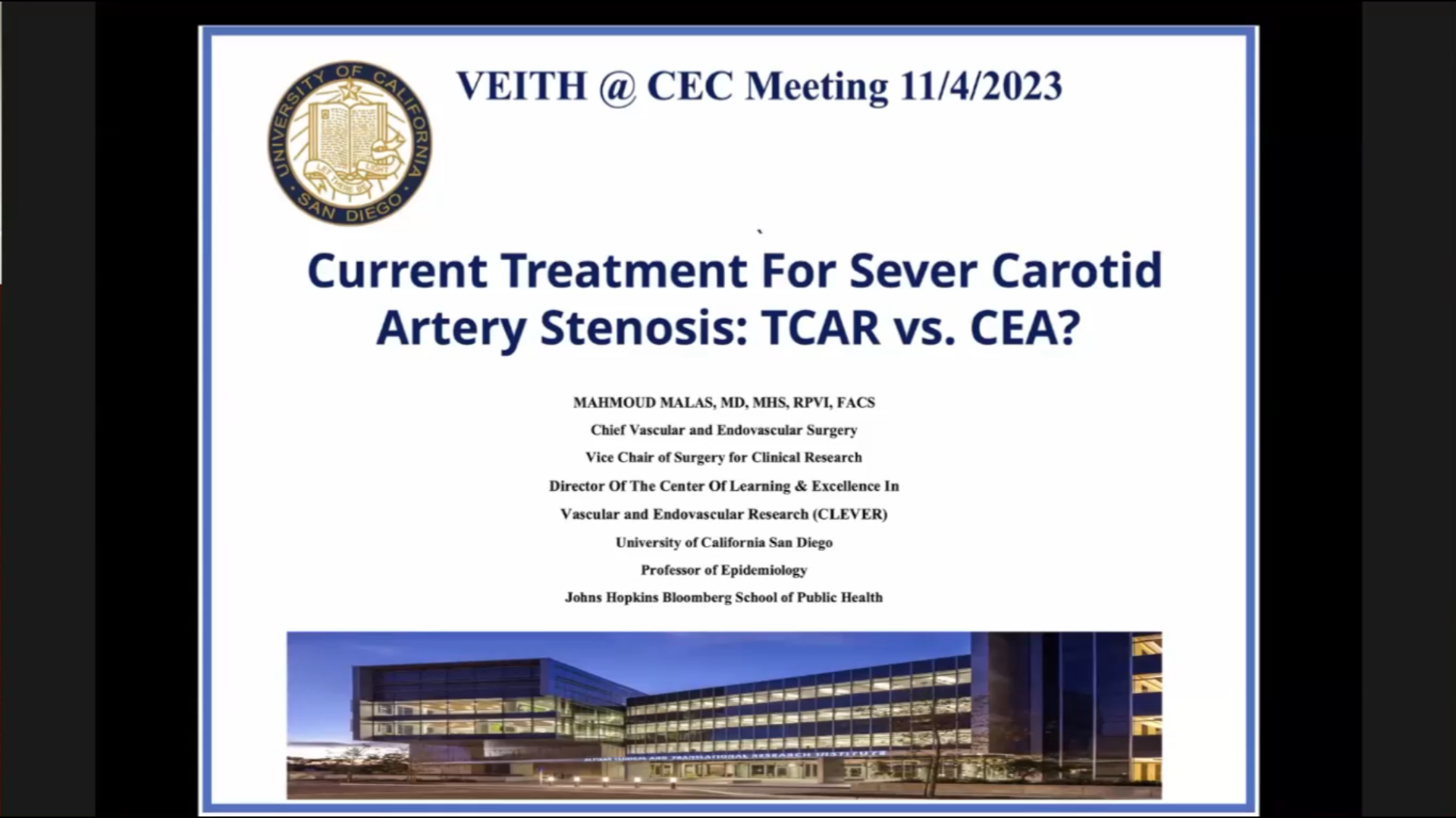 当前严重颈动脉狭窄的腔内治疗： TCAR vs CEA--Mahmoud Malas